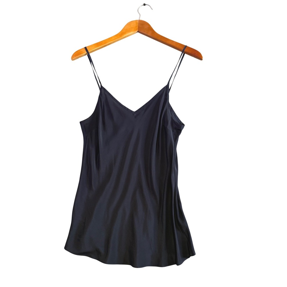 J.Crew 100% Silk Camisole Women's S Navy Blue V Neck Adjustable Minimalist
